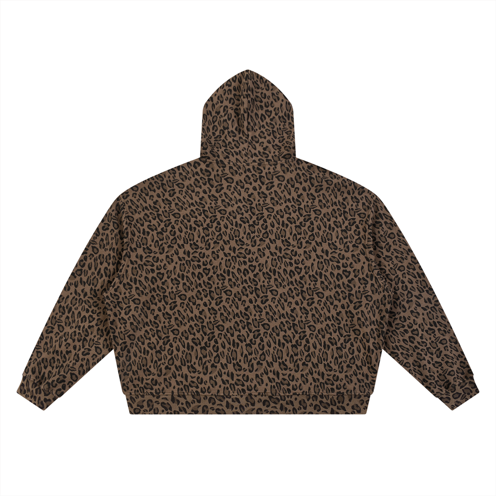 CORVUSNOCTEM - Unisex Leopard Print Waffle Full Zip Hoodie