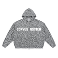 CORVUSNOCTEM - Unisex Leopard Print Waffle Full Zip Hoodie